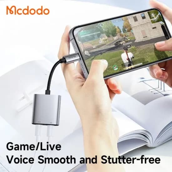 کابل تبدیل لایتنینگ اتصال همزمان هندزفری لایتنیگ و شارژر Mcdodo CA-5560 Audio Adapter — تصویر ۳