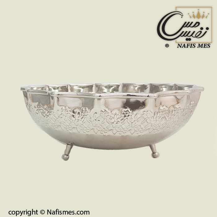 میوه خوری مسی سه پایه کوتاه کروم طرح رزگلد