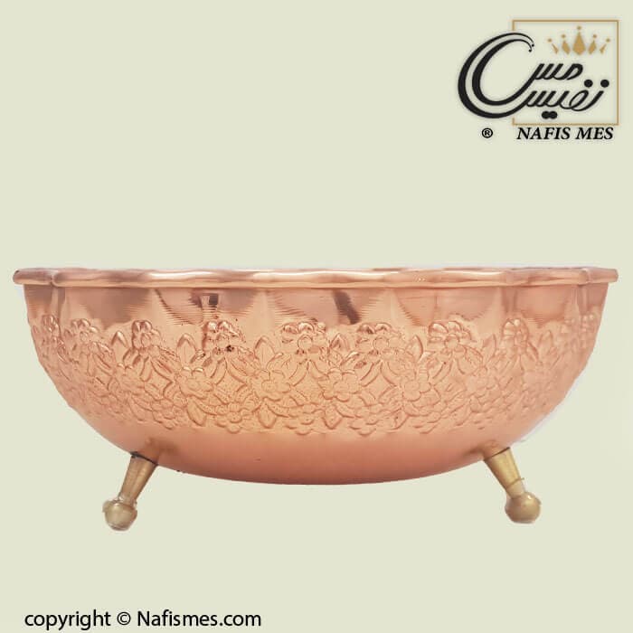 آجیل خوری سه پایه مسی طرح رزگلد