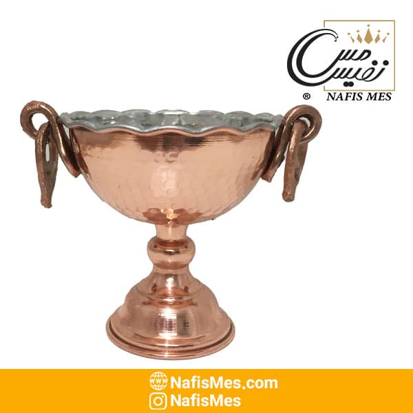 ظرف هفت سین مسی گوشواره دار پایه بلند طرح مارال