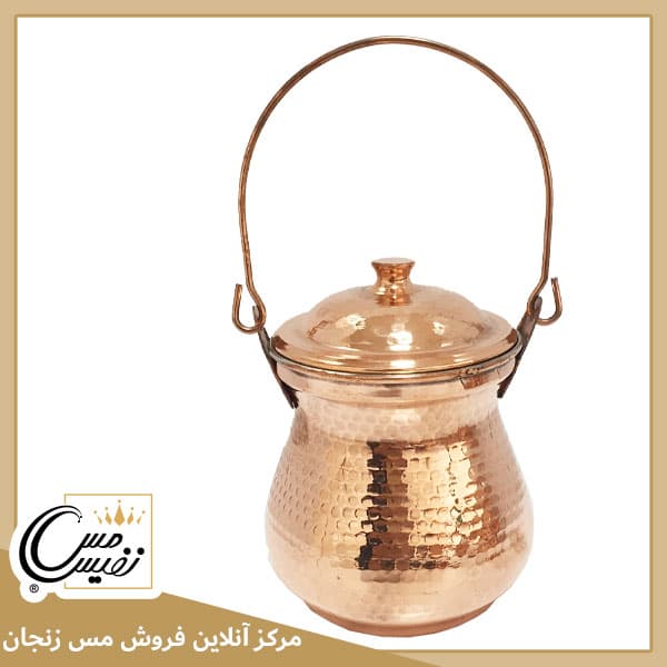 دیزی پز مسی دسته دار چکشی ساخت زنجان — تصویر ۲