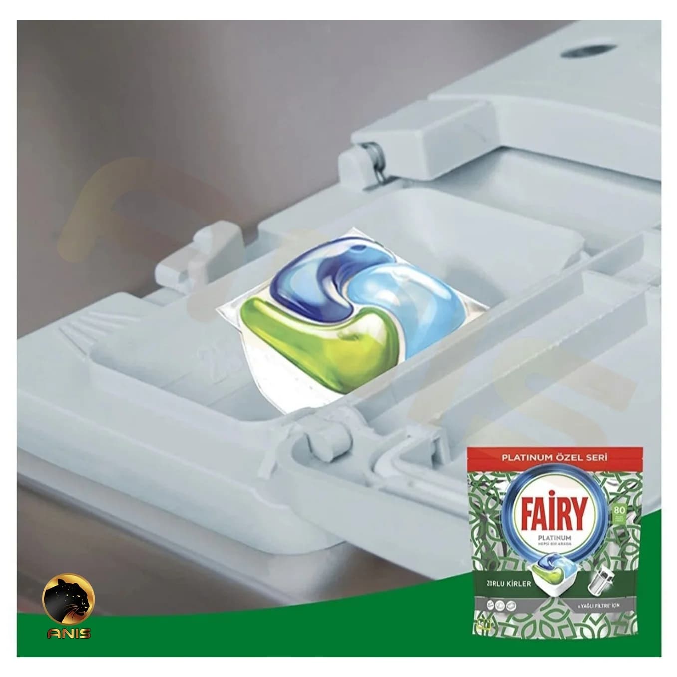قرص ماشین ظرفشویی فیری پلاتینیوم fairy بسته 80 تایی — تصویر ۵