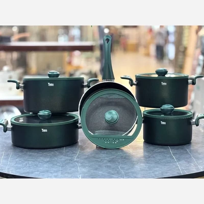 سرویس 12 پارچه گرانیت بزرگ سلین درب سیلیکون سبز-تیارا