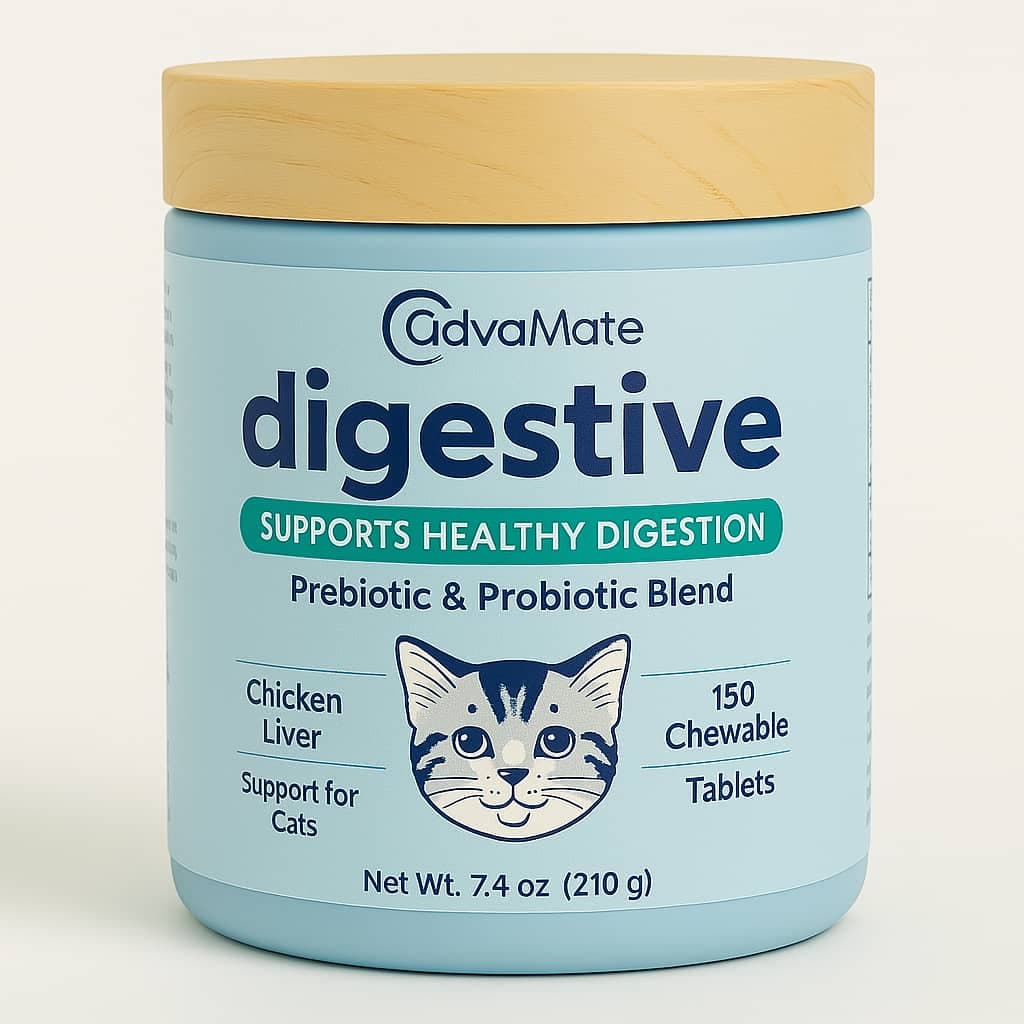 مکمل گوارشی گربه AdvaMate Digestive با طعم جگر مرغ – ۱۵۰ عددی