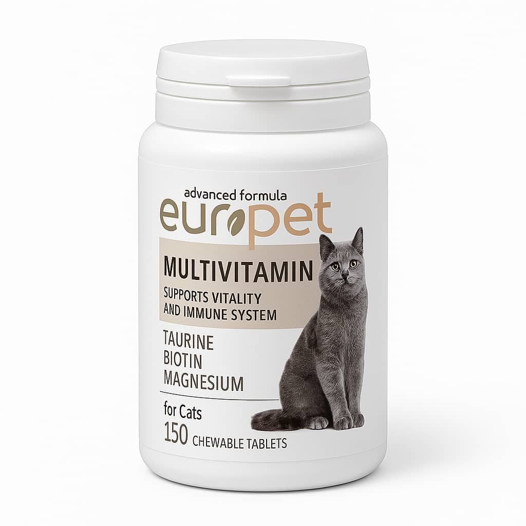 مکمل مولتی‌ویتامین گربه Europet Multivitamin – بسته 150 عددی