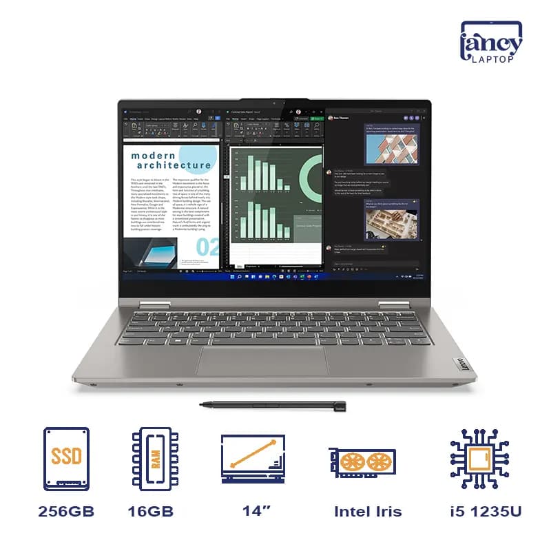 لپ تاپ استوک 14 اینچی لنوو ThinkBook 14s Yoga G2 Core i5-1235U 16GB 256GB SSD Intel Iris Xe FHD Touch x360