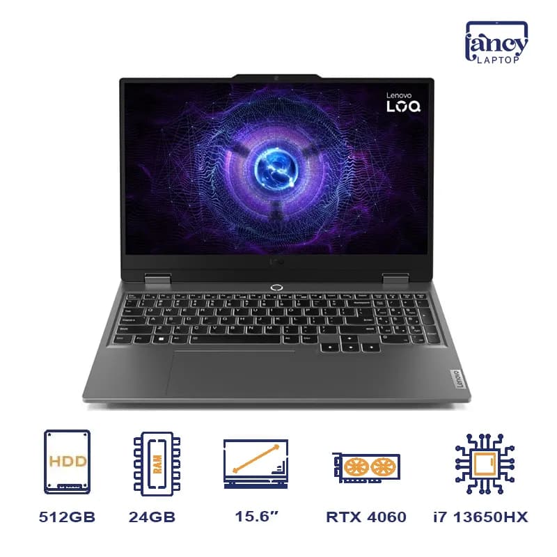 لپ تاپ استوک 15.6 اینچی لنوو LOQ 15IRX9 Core i7-13650HX 24GB 512GB SSD RTX 4060 8GB 144Hz