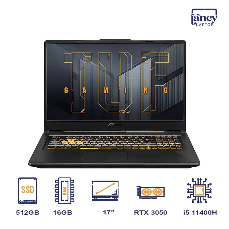 لپ تاپ استوک 17 اینچی ایسوس TUF Gaming F17 FX706HC Core i5-11400H 16GB 512GB SSD RTX 3050 4GB 144Hz