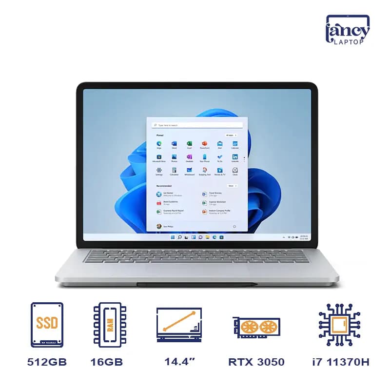 لپ تاپ استوک 14.4 اینچی مایکروسافت Surface Laptop Studio 1 Core i7-11370H 16GB 512GB SSD RTX 3050 Ti 4GB Touch