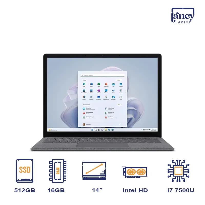 لپ تاپ استوک 14 اینچی مایکروسافت Surface Laptop Core i7-7500U 16GB 512GB SSD Intel HD Graphics 620 2K