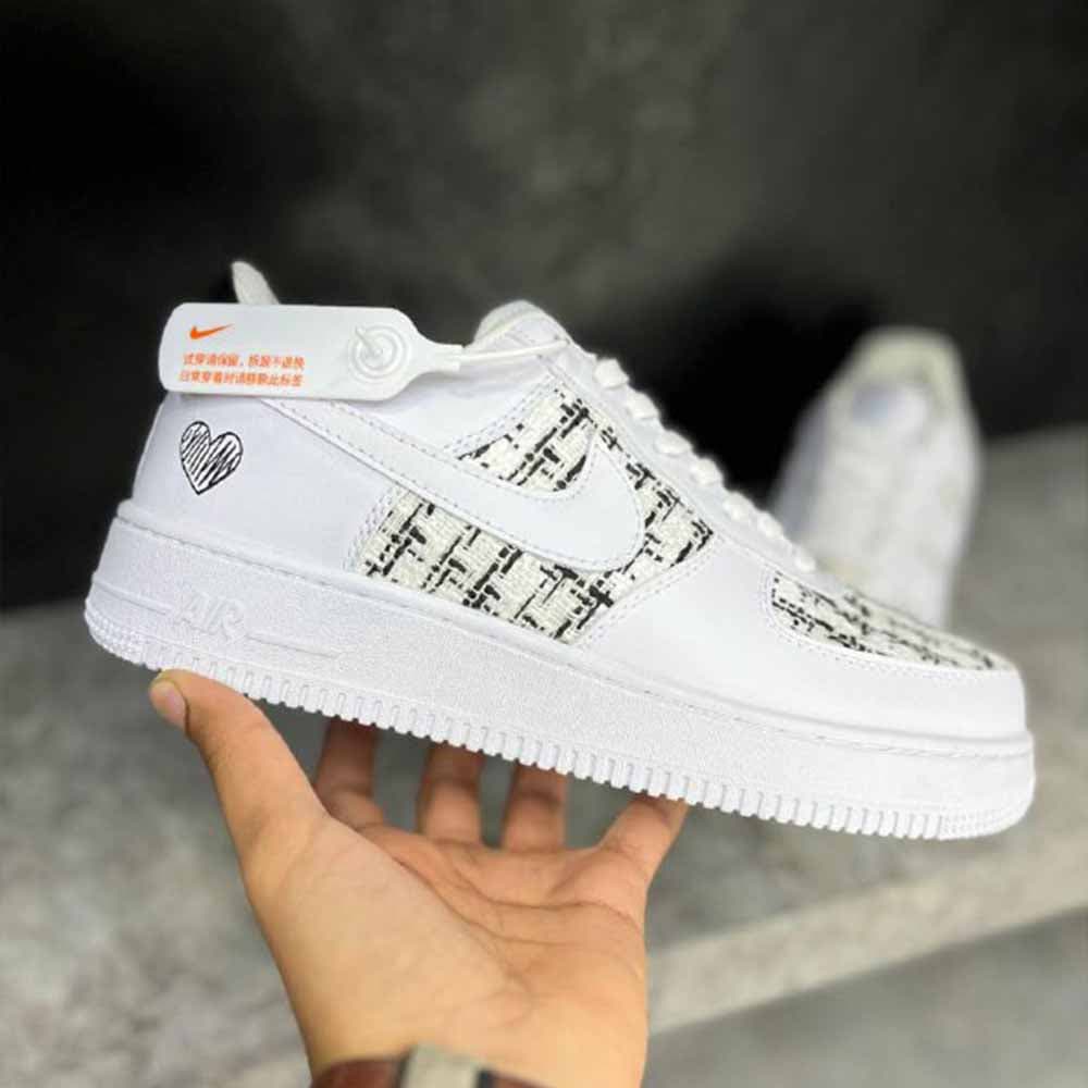 نایک ایرفورس 1 لو شطرنجی سفید Nike Air Force 1 Low Checkered White