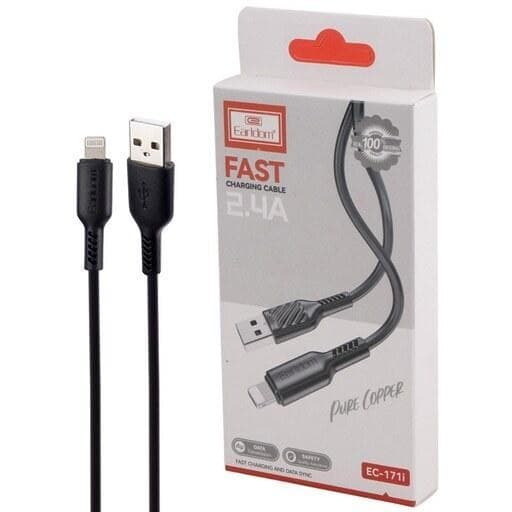 کابل آیفونی فست شارژ Earldom EC-171i 2.4A 1m