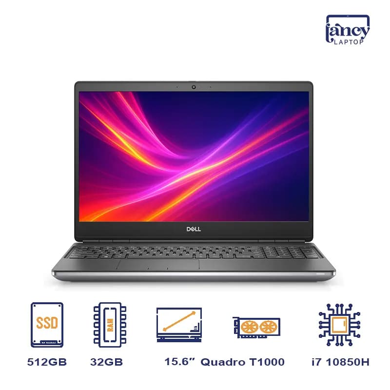 لپ تاپ استوک 15.6 اینچی دل Precision 7550 Core i7-10850H 32GB 512GB SSD NVIDIA Quadro T1000 4GB FHD IPS