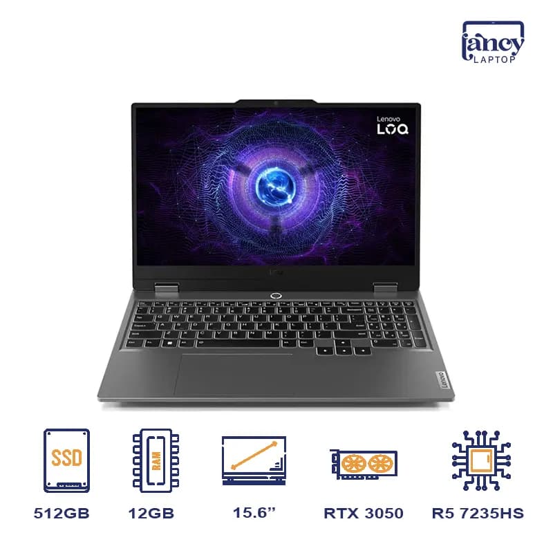 لپ تاپ آکبند 15.6 اینچی لنوو LOQ 15ARP9 Ryzen 5 7235HS 12GB 512GB SSD RTX 3050 4GB 144Hz