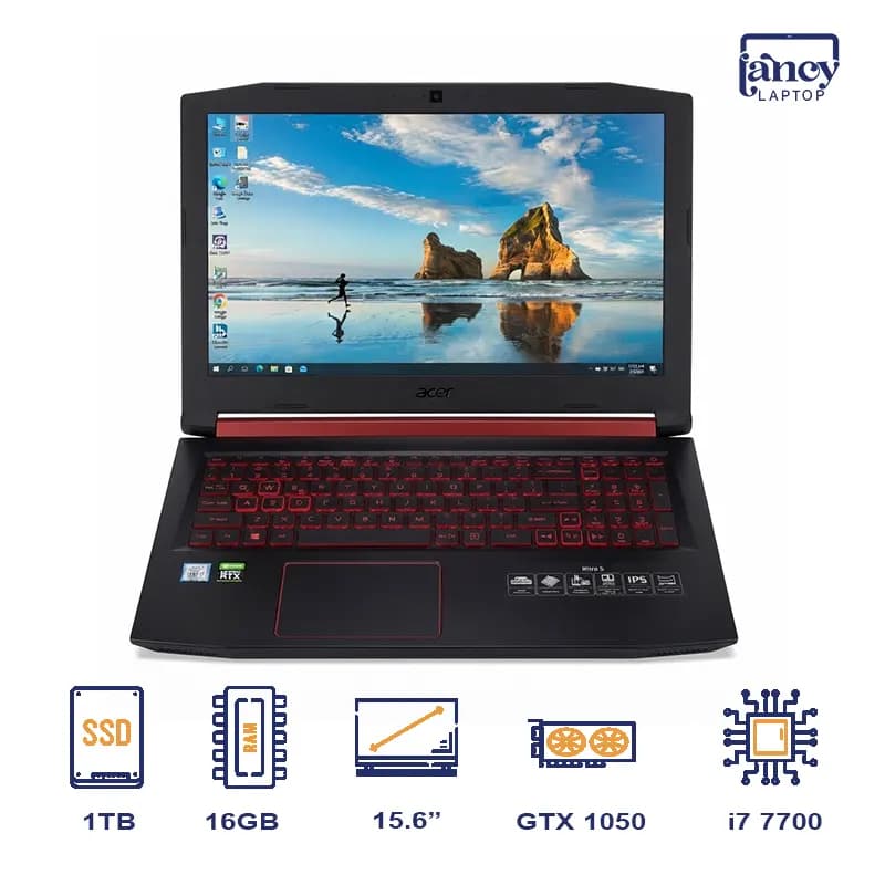 لپ تاپ استوک 15.6 اینچی ایسر Nitro 5 Core i7-7700HQ 16GB 128GB SSD 1TB HDD GTX 1050 Ti 4GB FHD IPS