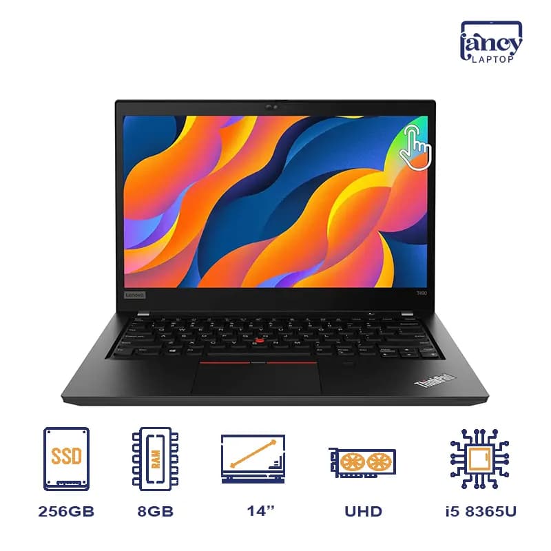 لپ تاپ استوک 14 اینچی لنوو ThinkPad T490 لمسی Core i5-8365U 8GB 256GB SSD UHD