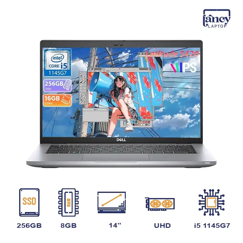 لپ تاپ استوک 14 اینچی دل Latitude 5420 Core i5-1145G7 8GB 256GB SSD Intel UHD Graphics