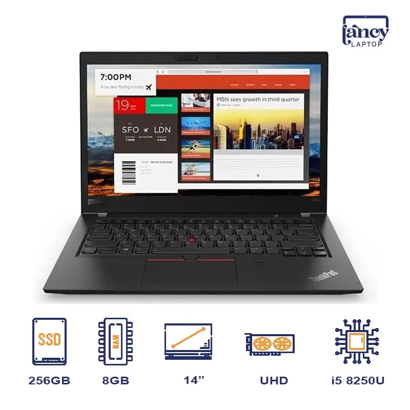 لپ تاپ استوک 14 اینچی لنوو ThinkPad T480s Core i5-8250U 8GB 256GB SSD UHD