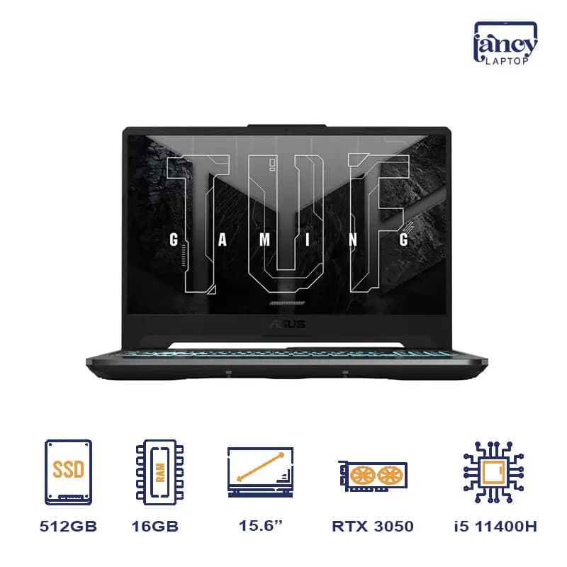 لپ تاپ استوک 15.6 اینچی ایسوس TUF Gaming FX506H i5-11400H 16GB DDR4 512GB SSD RTX 3050 4GB FHD