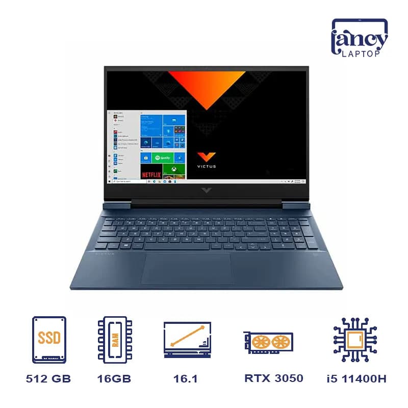 لپ تاپ استوک 16.1 اینچی اچ پی مدل Victus 16 i5-11400H 16GB DDR4 512GB SSD RTX 3050 4GB FHD IPS
