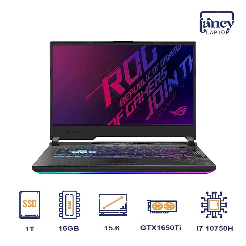 لپ تاپ استوک 15.6 اینچی ایسوس مدل ROG Strix G15 G512 i7-10750H 16GB DDR4 1TB SSD GTX 1650 Ti 4GB FHD 144Hz