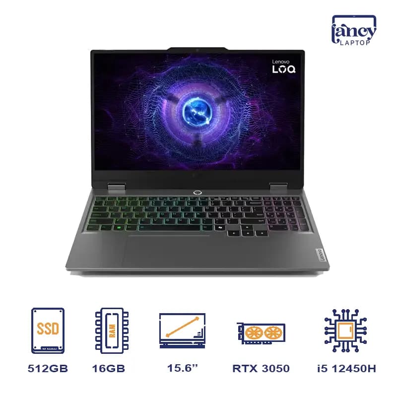 لپ تاپ استوک 15.6 اینچی لنوو مدل Lenovo LOQ 15 i5-12450HX 16GB DDR5 512GB SSD RTX 3050 4GB FHD IPS 144Hz
