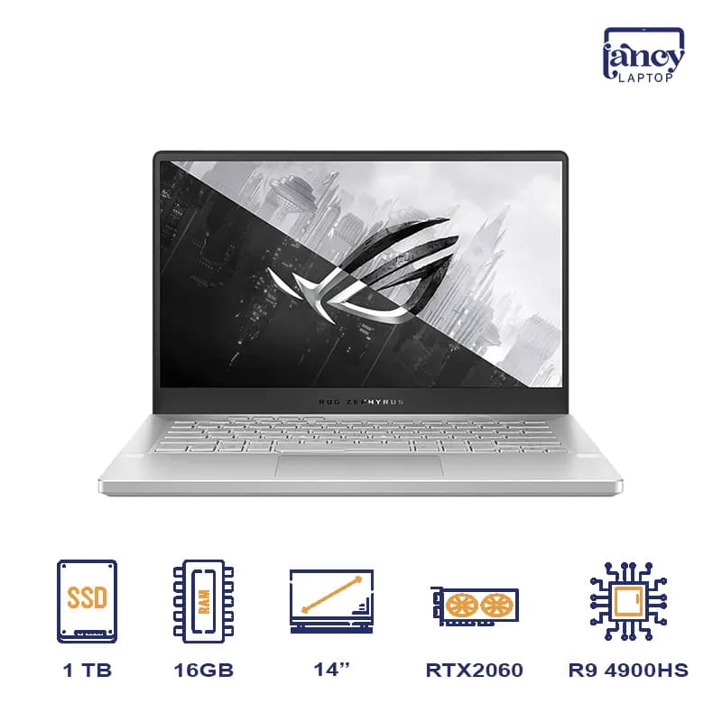 لپ تاپ استوک 14 اینچی ایسوس مدل ROG Zephyrus G14 GA401I Ryzen9-4900HS 16GB-DDR4 1TB-SSD RTX2060-6GB