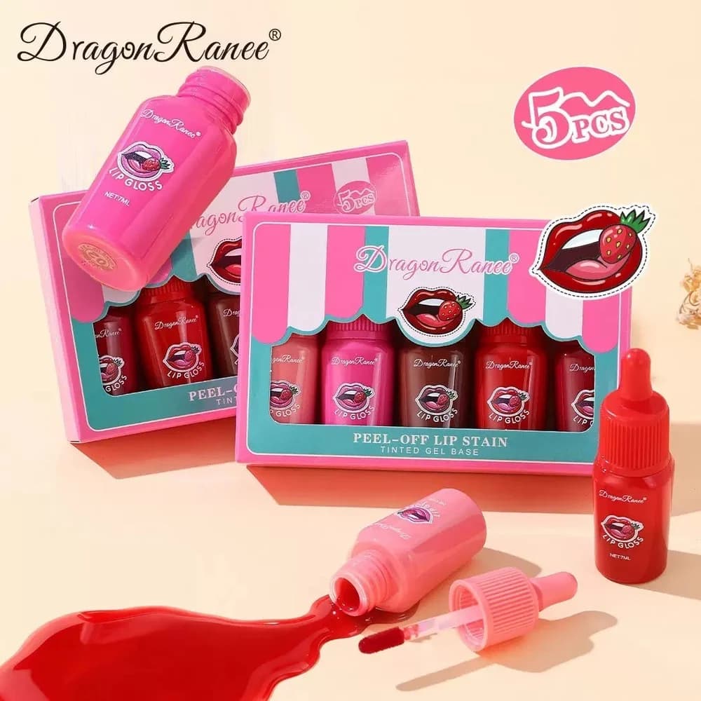 ست رژ لب استخری پیل‌آف Dragon Ranee | پک ۵ عددی — تصویر ۴