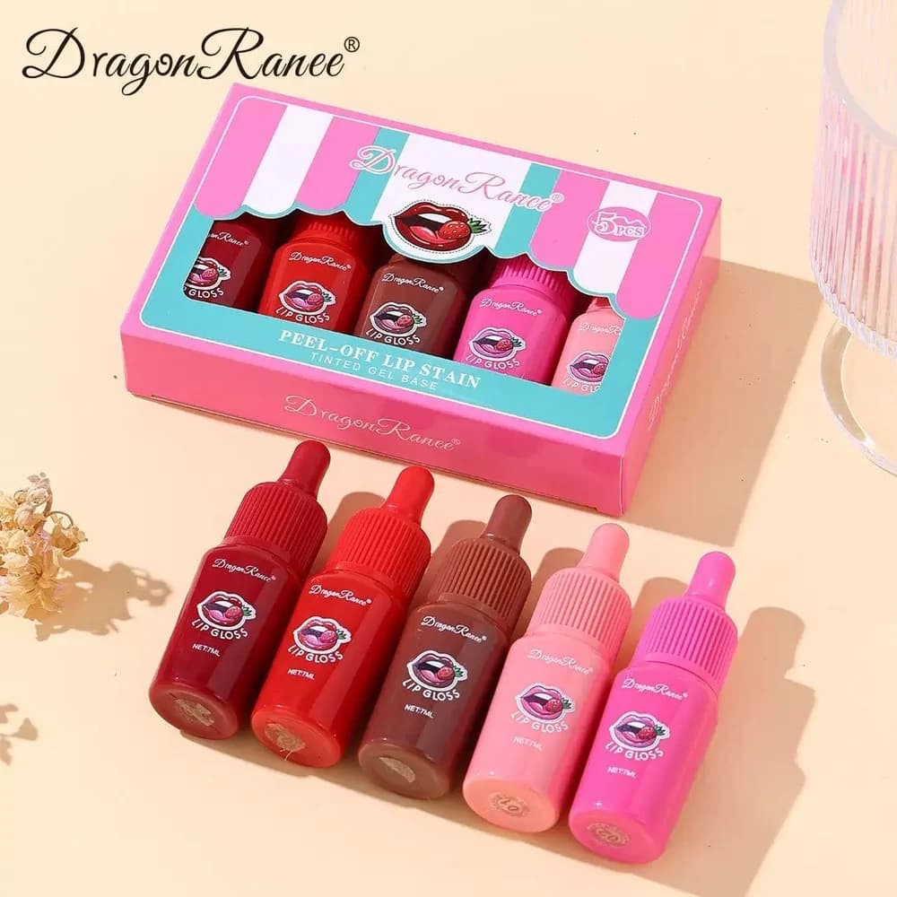 ست رژ لب استخری پیل‌آف Dragon Ranee | پک ۵ عددی — تصویر ۳