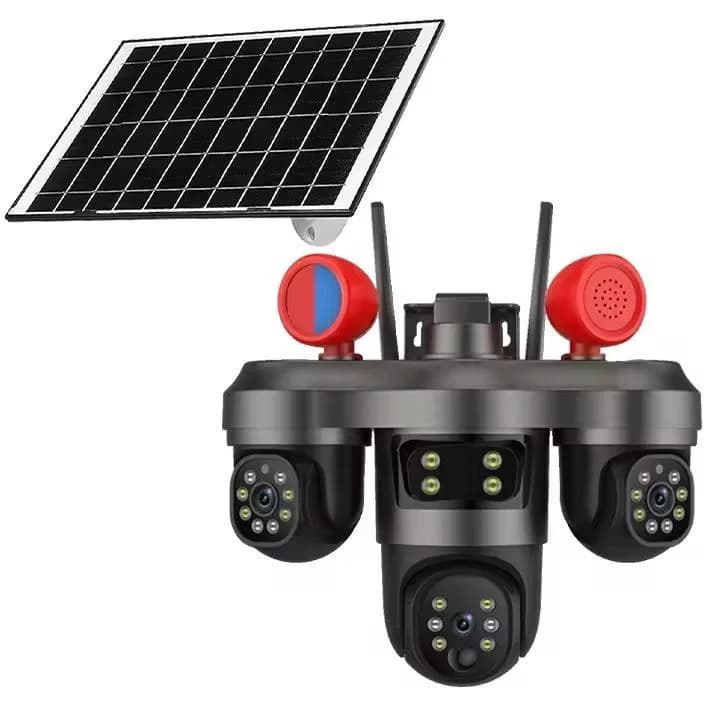 دوربین امنیتی خورشیدی V380 PRO CT36 با ۱۵ مگاپیکسل و ۳ لنز آژیر دار