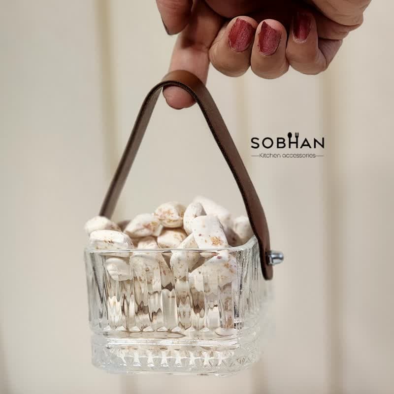 آجیل خوری مربع دسته چرمی