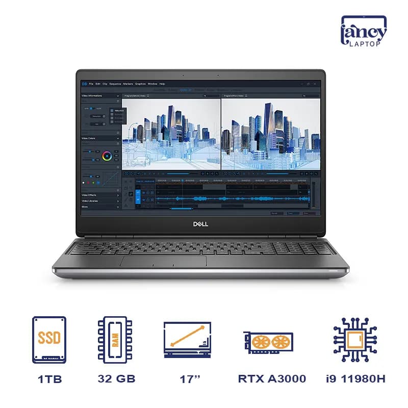لپ تاپ استوک 17 اینچی دل مدل Precision 7760 i9-11980H 32GB-DDR4 1TB-SSD RTX A3000-6GB IPS