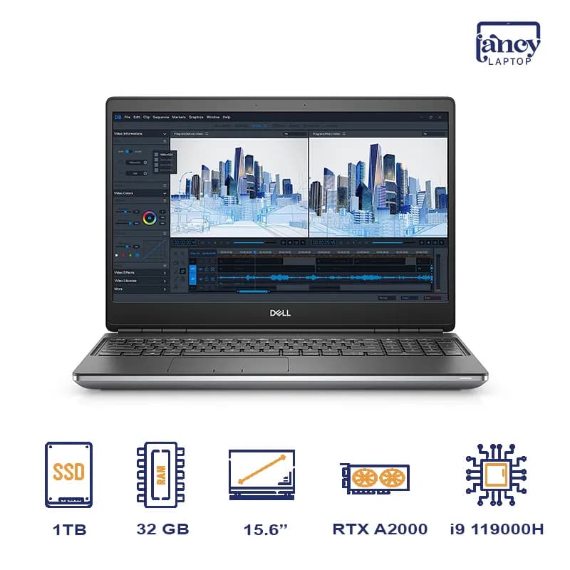 لپ تاپ استوک 15.6 اینچی دل مدل Precision 7560 i9-11900H 32GB-DDR4 1TB-SSD RTX A2000-4GB 4K