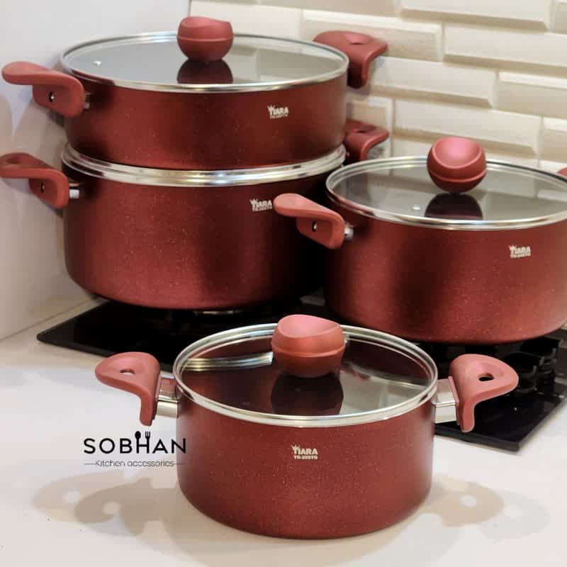 سرویس 8 پارچه درب سلیکونی قرمز تیارا سلین