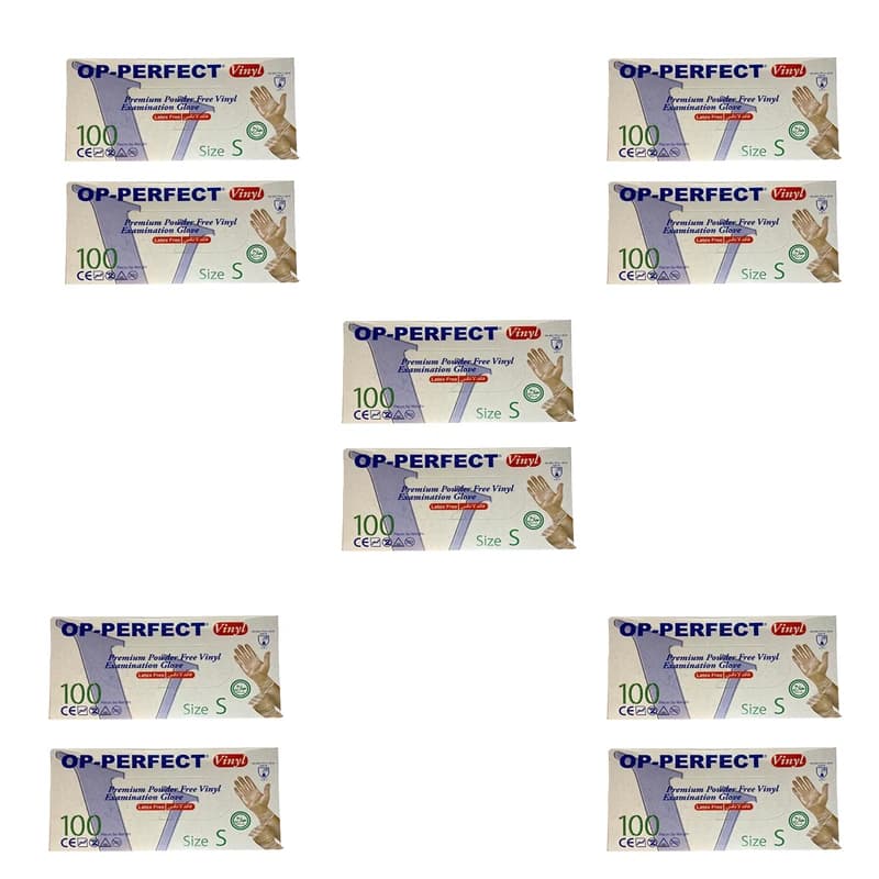 دستكش وينيل اپی پرفکت سایز اسمال 10 بسته 100 عددی (کارتن)