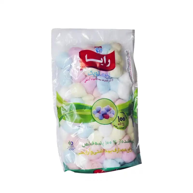 پنبه توپک رنگی رایا ۱۰۰ گرمی