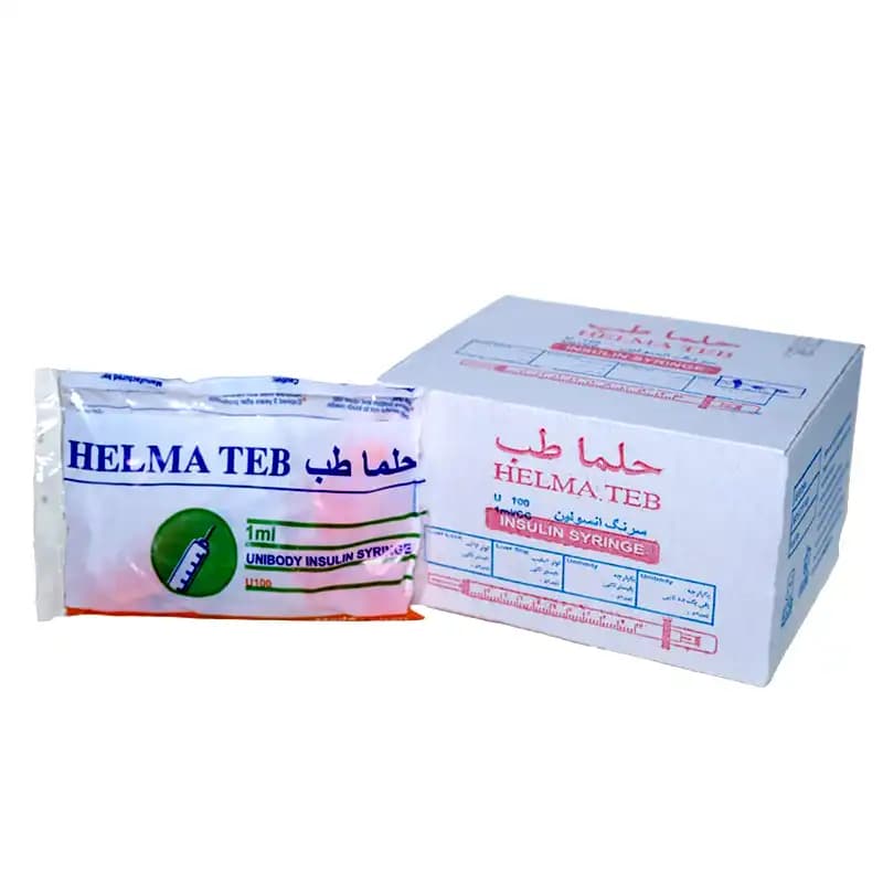 سرنگ انسولین سر پیوسته حلما طب 1 میلیلیتر بسته 100 عددی