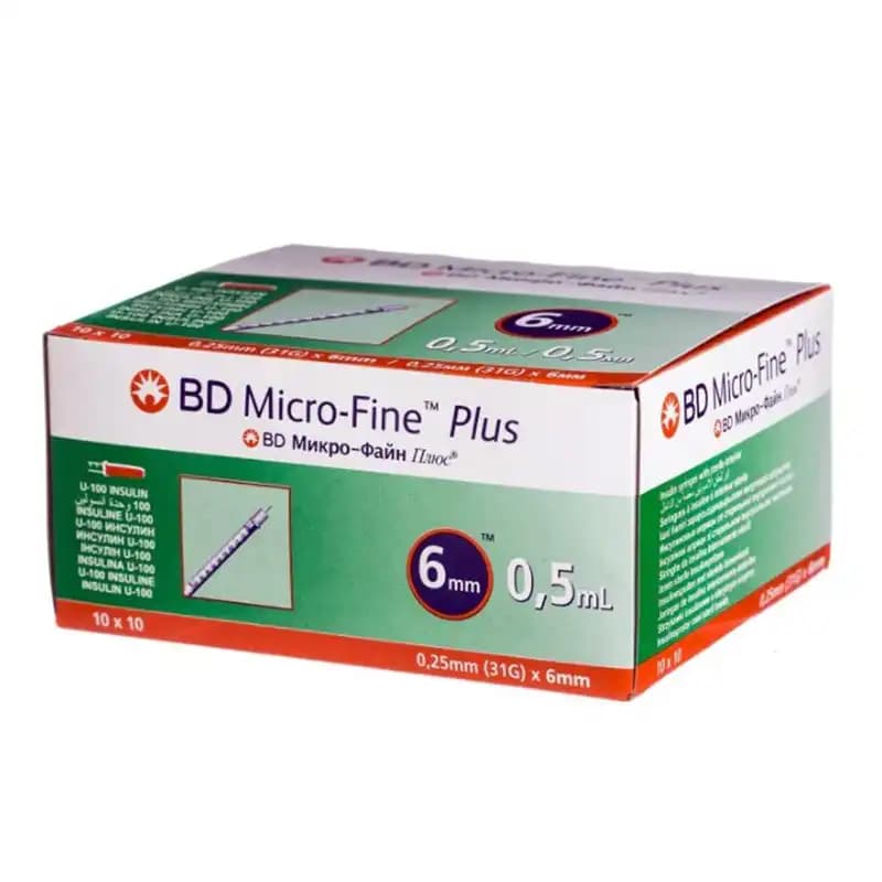 سرنگ انسولین بی دی BD 0.5 میلی لیتر بسته 100 عددی