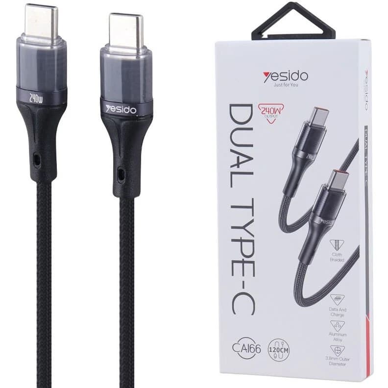 کابل شارژ Yesido Type-C To Type-C مدل CA166 240W