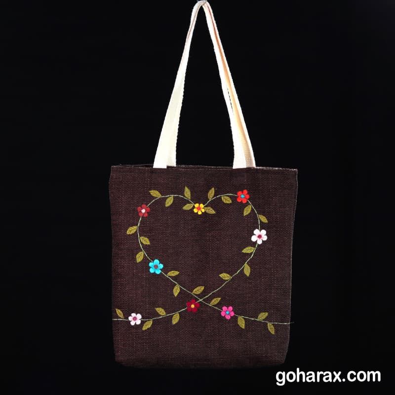 توت بگ پارچه ای مخمل آستر دار طرح Heart of Nature