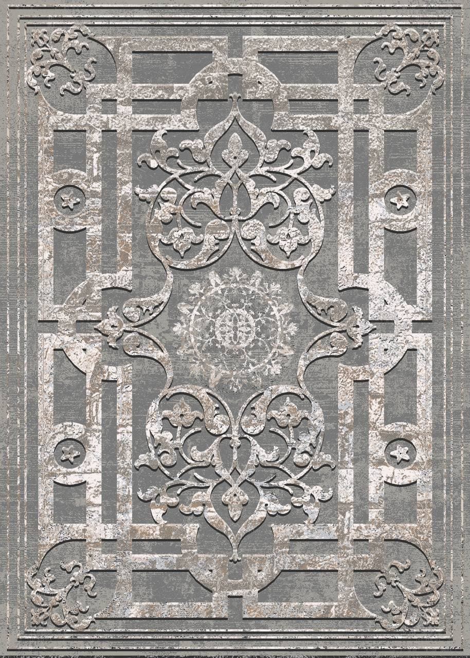 زیر سفره ای مخمل طرح هندسی خاکستری کد tbt-f13089