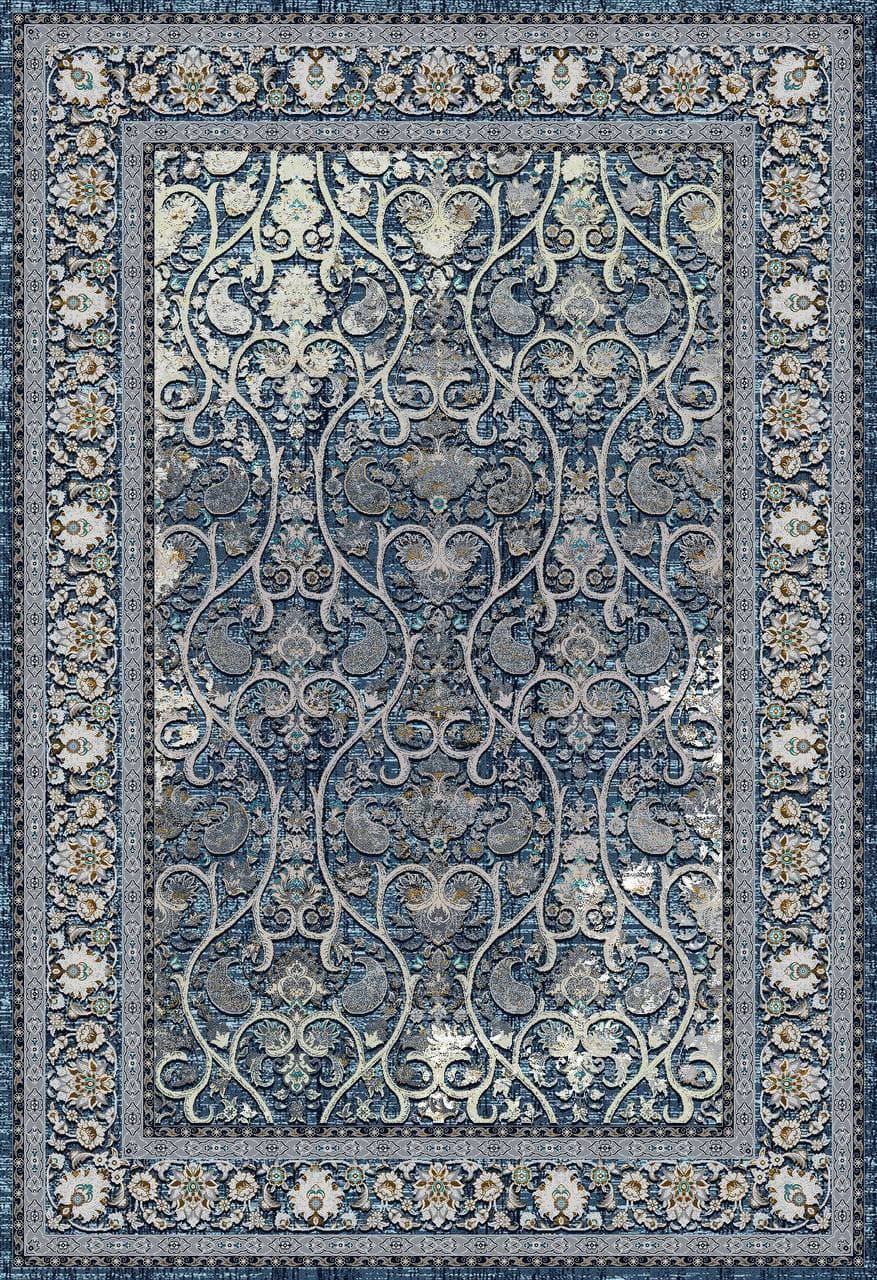 زیر سفره ای مخمل طرح سنتی آبی فرمهر کد tbt-f13078