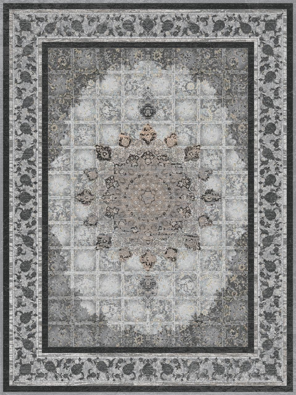 زیر سفره ای مخمل پورشه طرح کلاسیک خاکستری فرمهر کد tbt-f13019