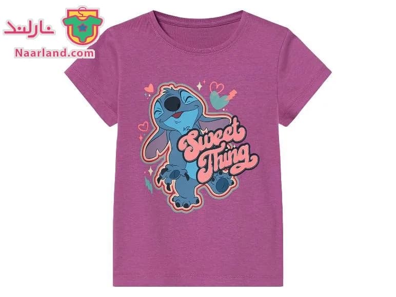 ست تیشرت شلوارک دخترانه Stitch آلمان بنفش طرح لیلو و استیچ — تصویر ۴
