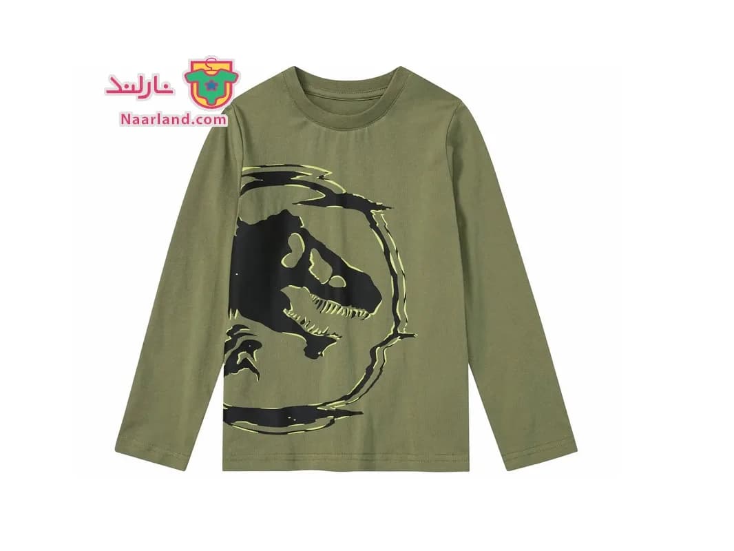بلوز نخی Jurassic World سبز سدری طرح ژوراسیک