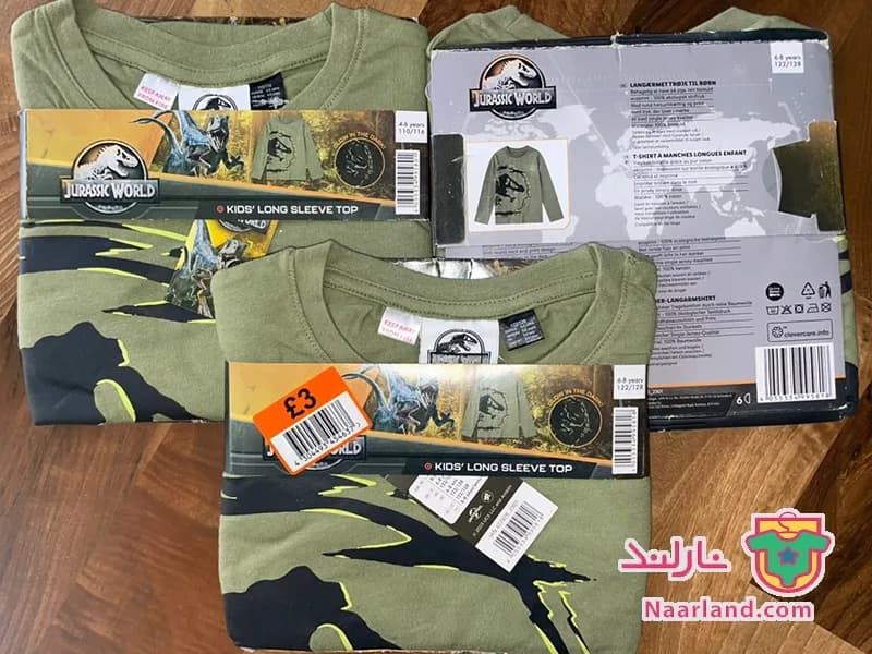بلوز نخی Jurassic World سبز سدری طرح ژوراسیک — تصویر ۲