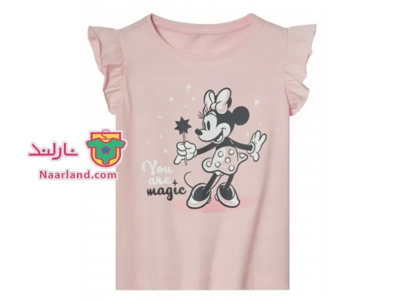 ست تیشرت شلوارک دخترانه Disney طرح میکی موس صورتی روشن — تصویر ۴