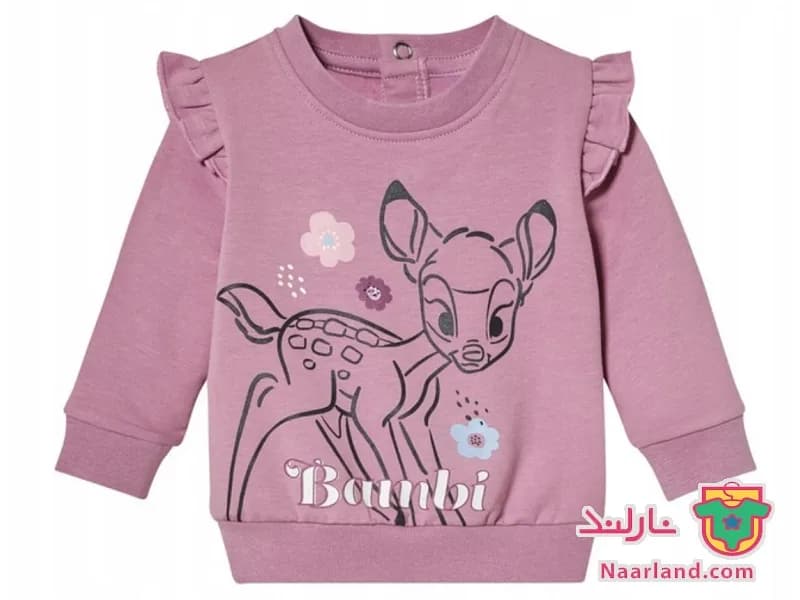 ست بلوز شلوار نوزادی دورس Disney طرح Bambi بنفش سفید — تصویر ۲