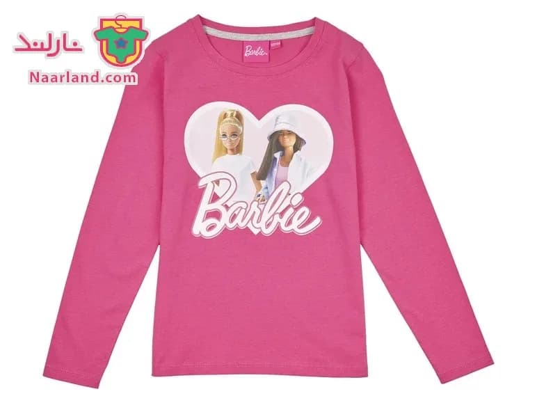 ست بلوز شلوار Barbie صورتی خاکستری طرح باربی — تصویر ۲