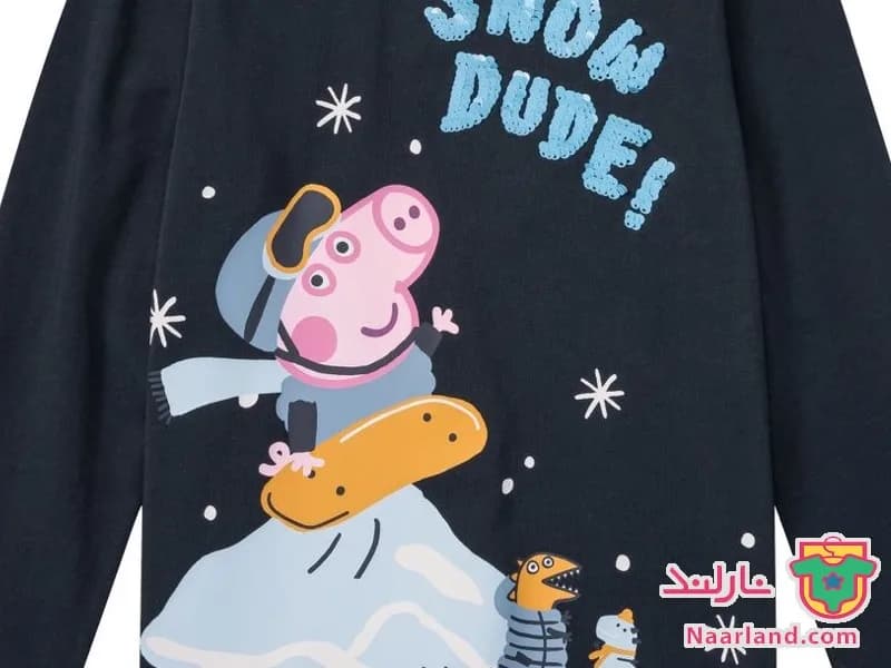 بلوز نخی پولک برگردان Peppa pig سرمه ای طرح پپا پیگ — تصویر ۳